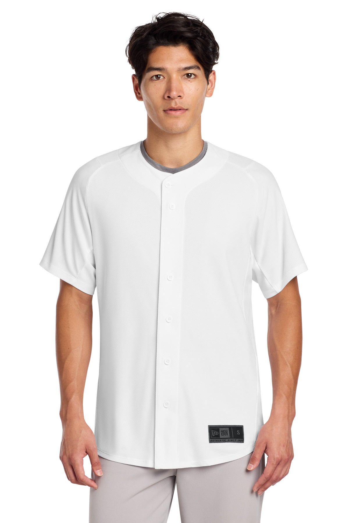 New Era  Diamond Era Full-Button Jersey. NEA220 - White