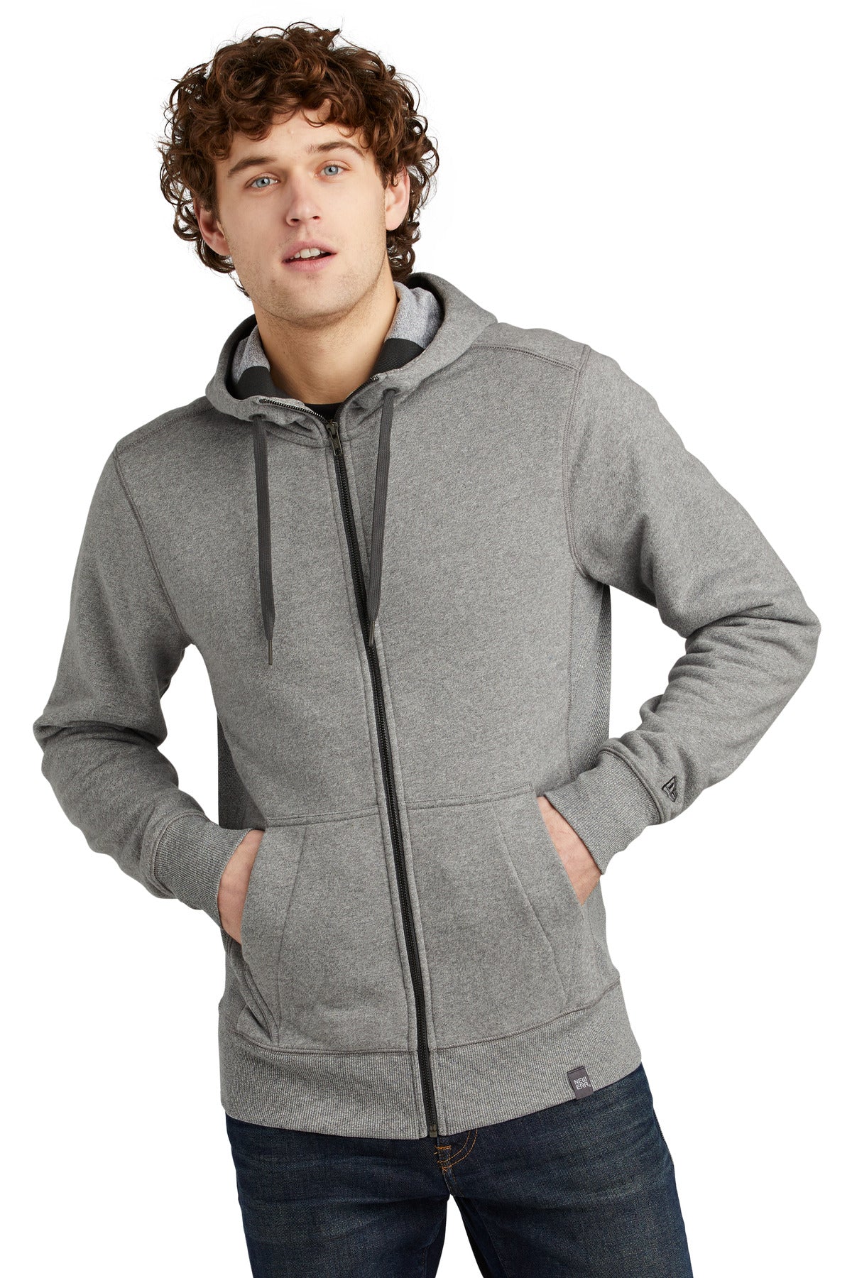 New Era  French Terry Full-Zip Hoodie. NEA502 - Light Graphite Twist