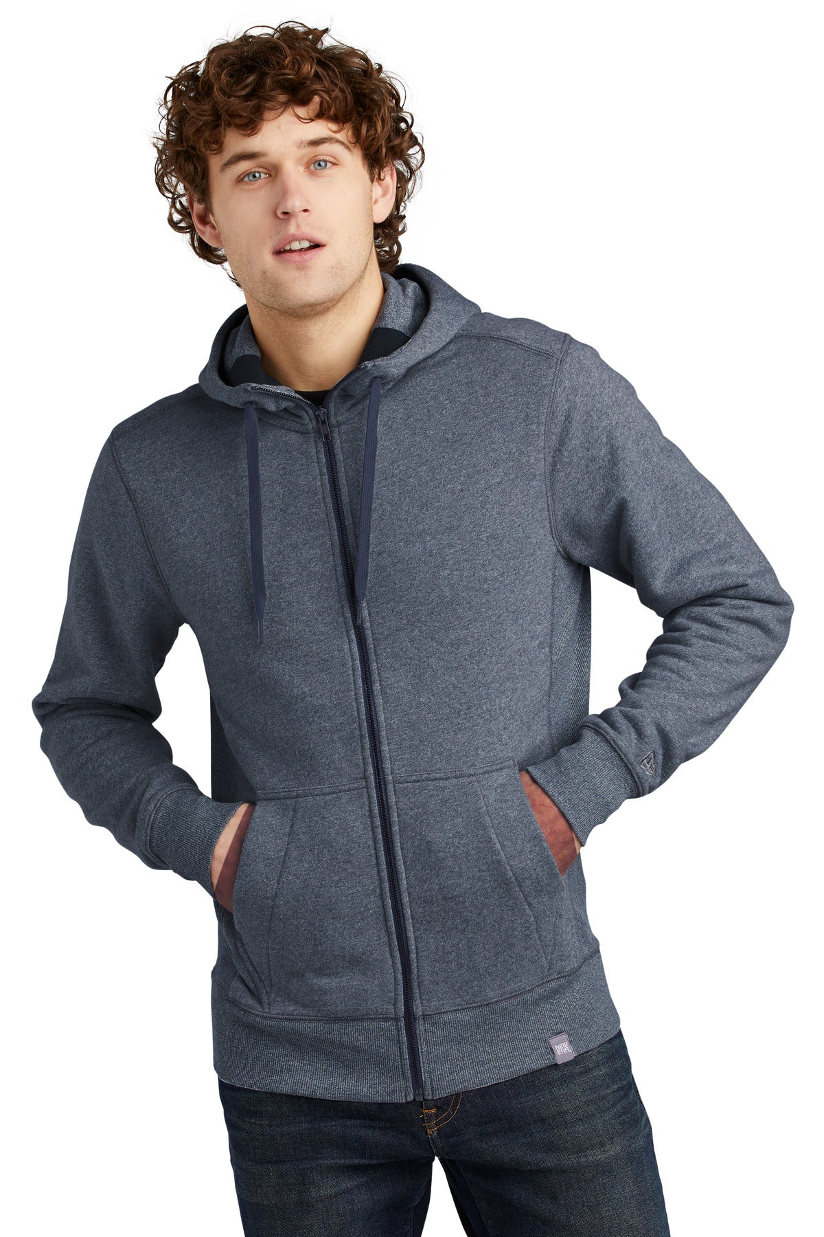 New Era  French Terry Full-Zip Hoodie. NEA502 - True Navy Twist