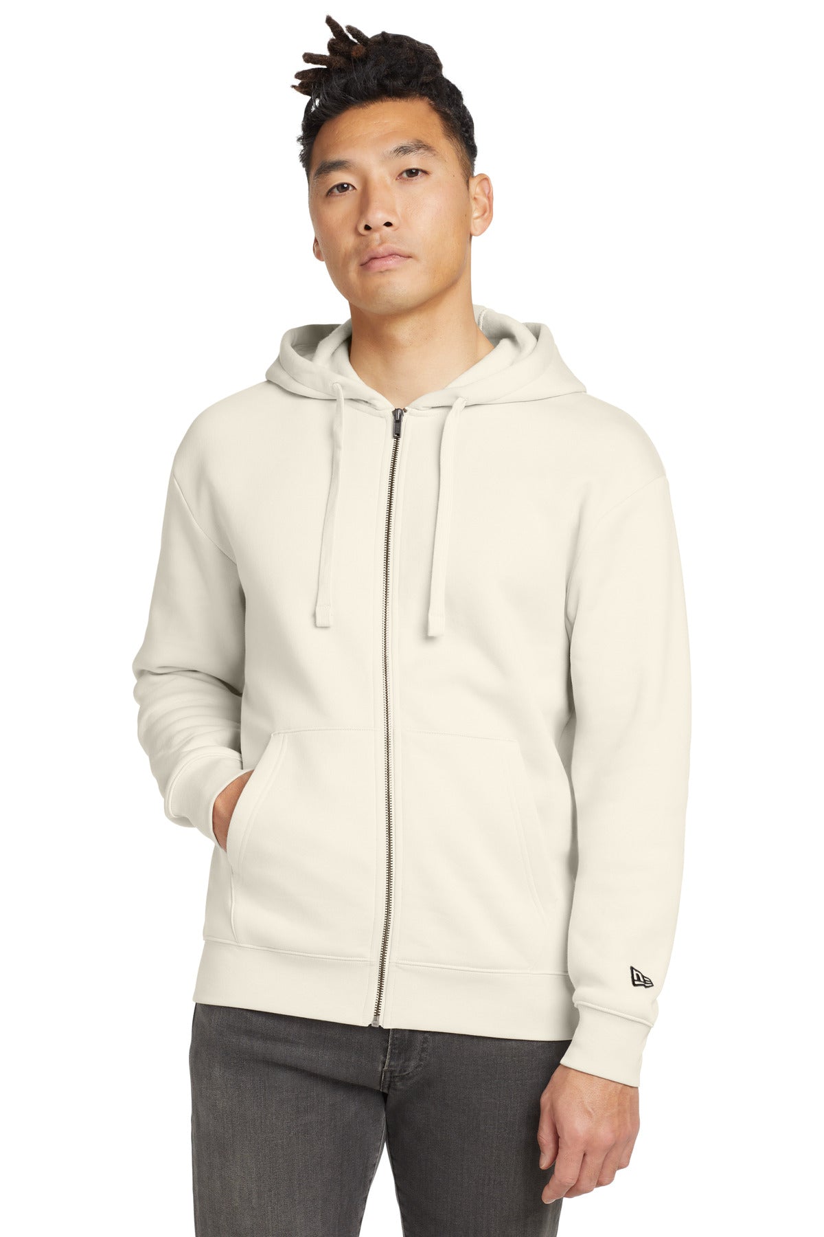 New Era Heritage Fleece Full-Zip Hoodie NEA526 - Soft Beige