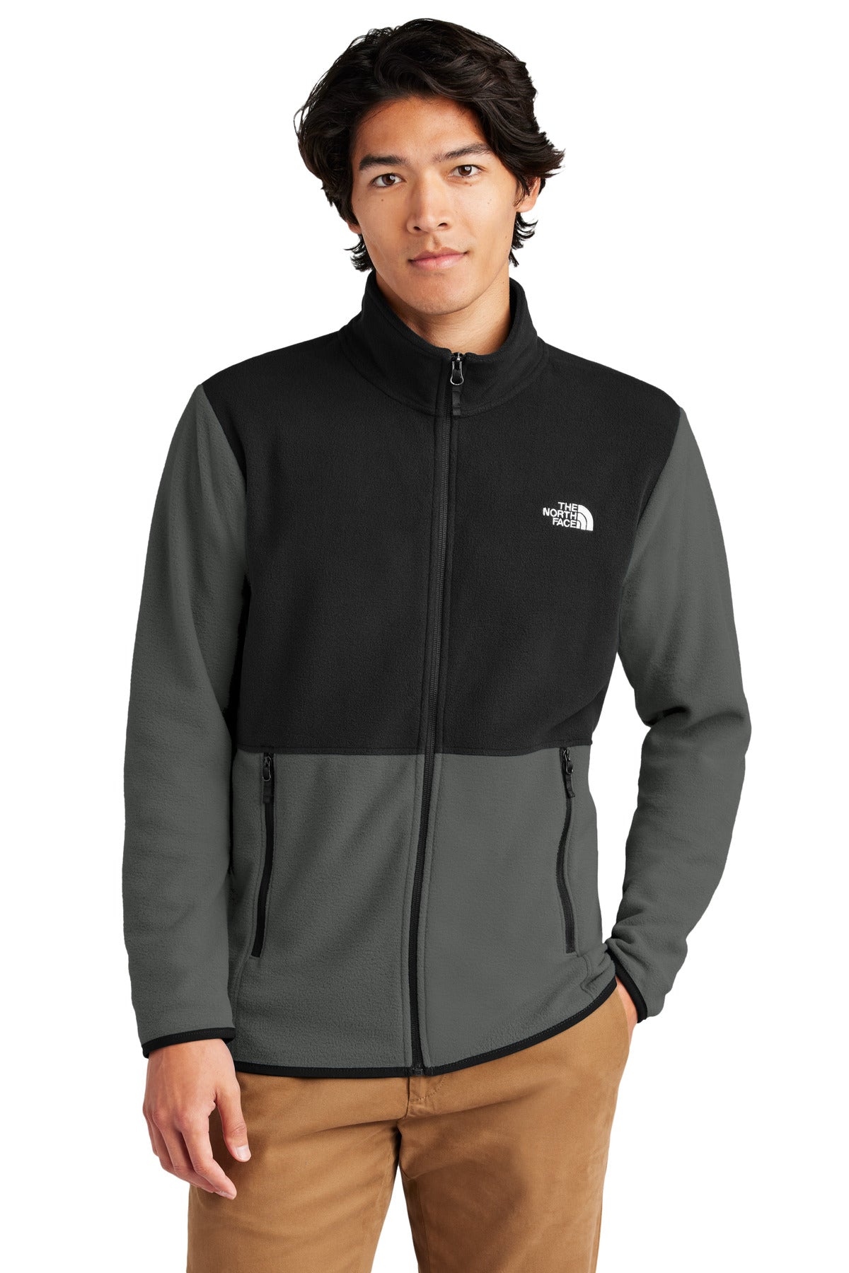 The North Face Glacier Full-Zip Fleece Jacket NF0A7V4J - Asphalt Grey/ TNF Black