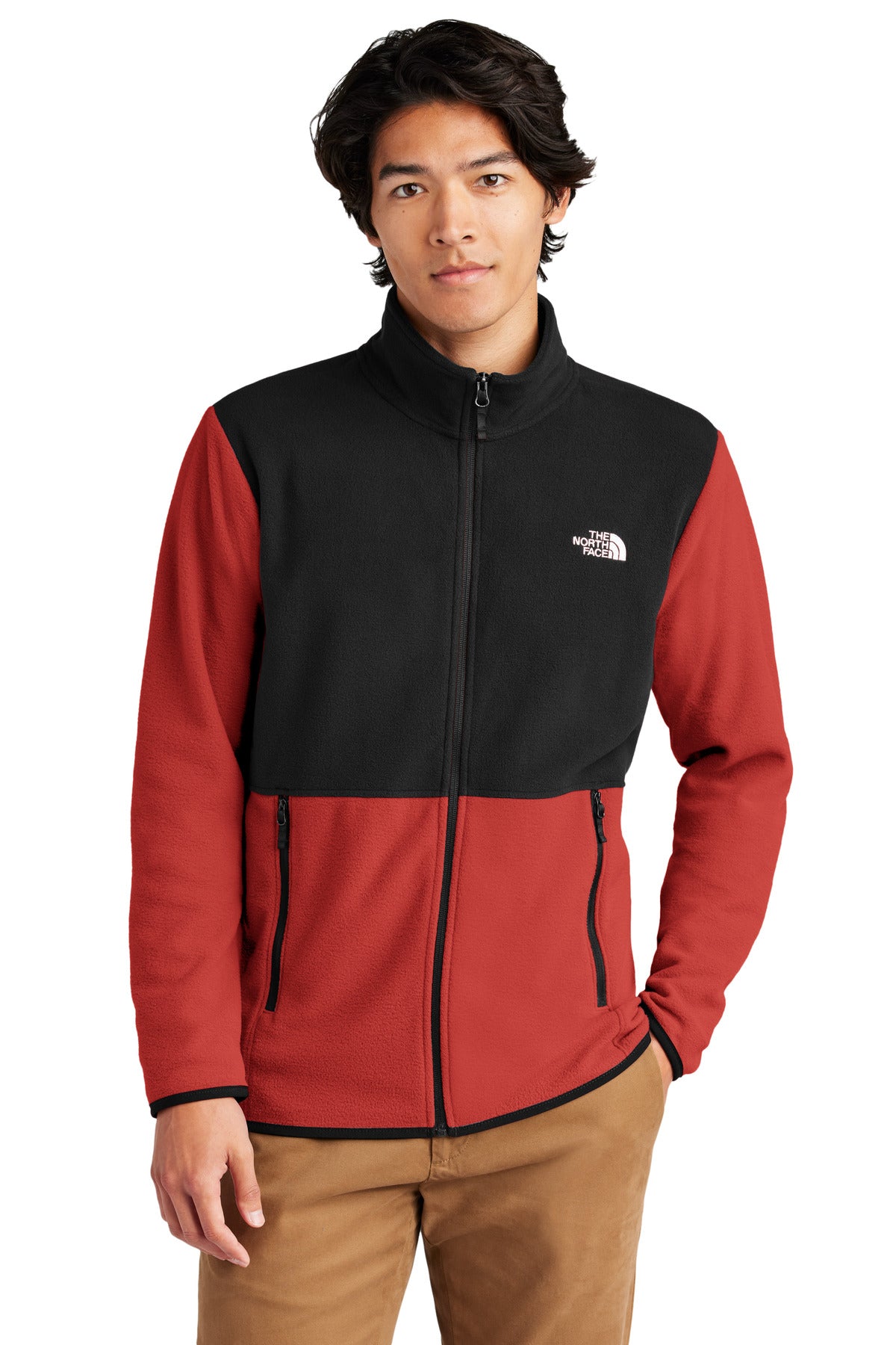 The North Face Glacier Full-Zip Fleece Jacket NF0A7V4J - Rage Red / TNF Black