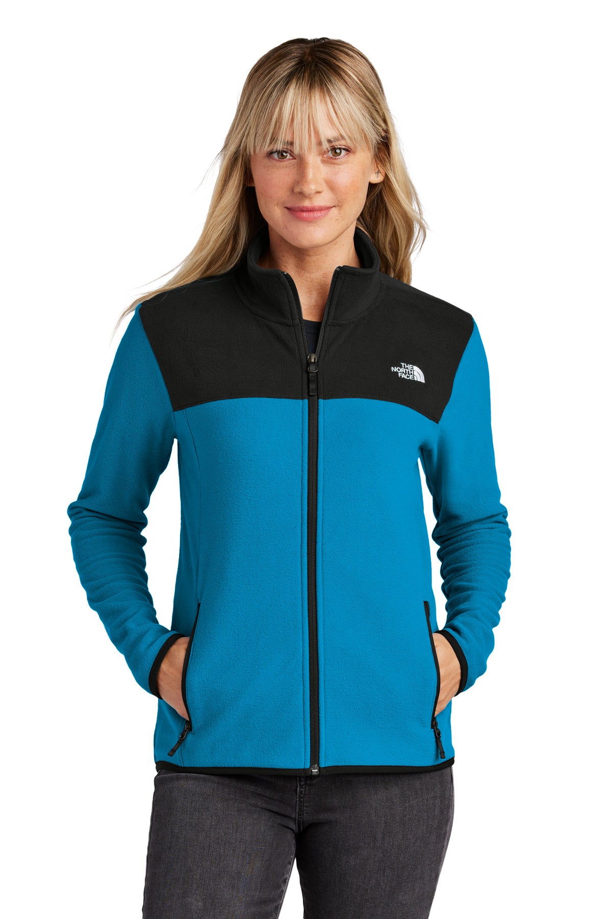 The North Face Women's Glacier Full-Zip Fleece Jacket NF0A7V4K - Hero Blue/ TNF Black