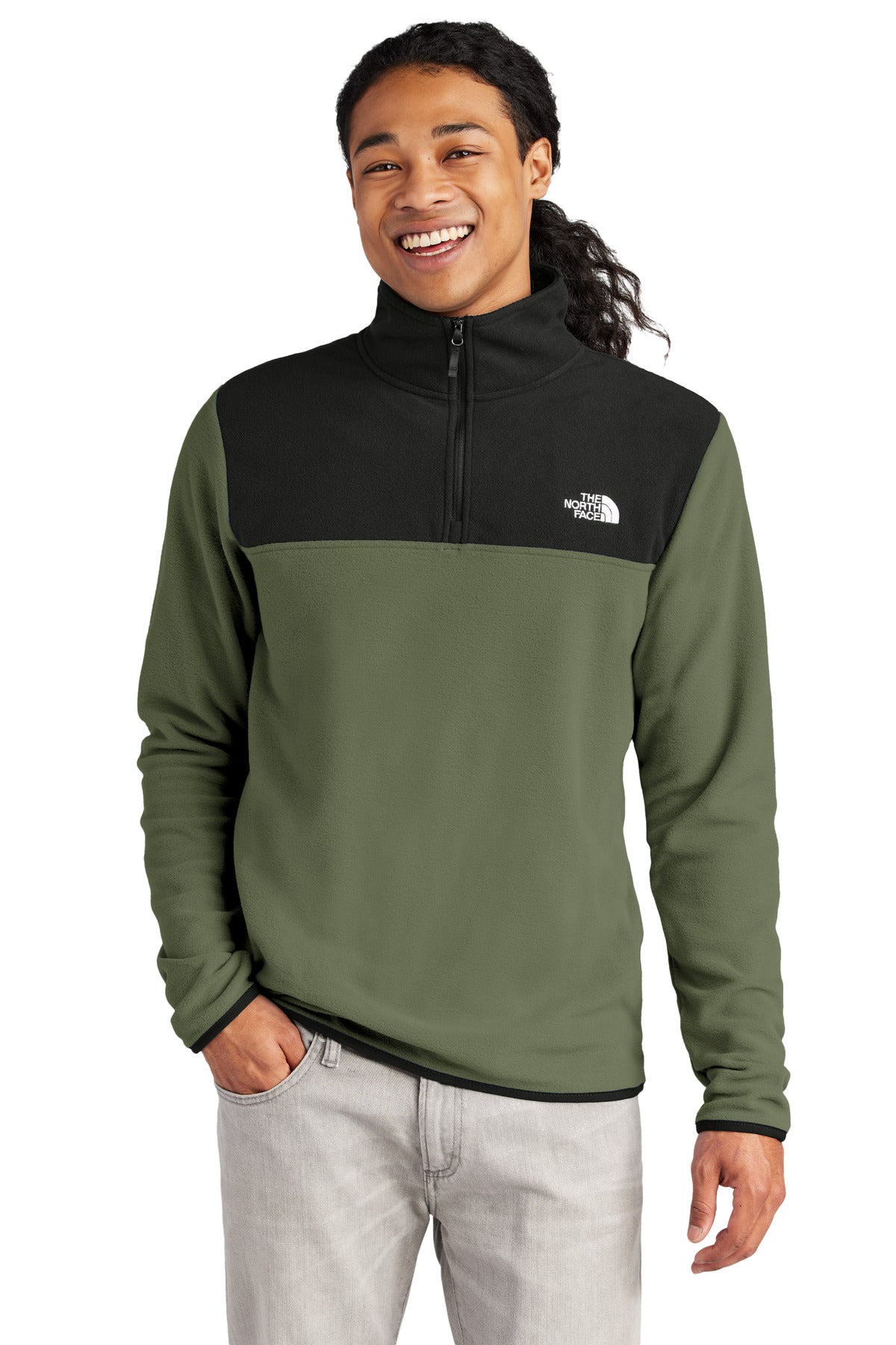 The North Face Glacier 1/4-Zip Fleece NF0A7V4L - New Taupe Green/ TNF Black