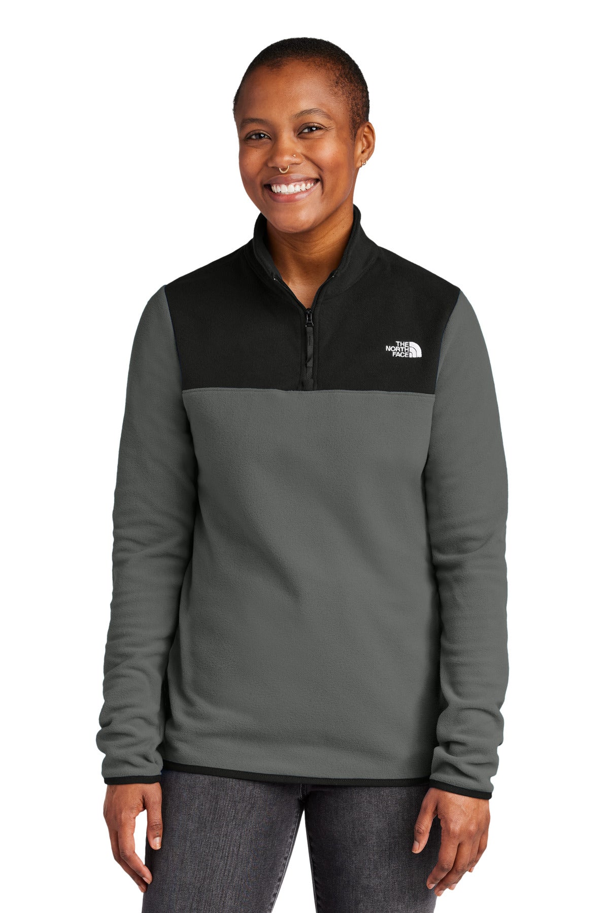 The North Face Women's Glacier 1/4-Zip Fleece NF0A7V4M - Asphalt Grey/ TNF Black