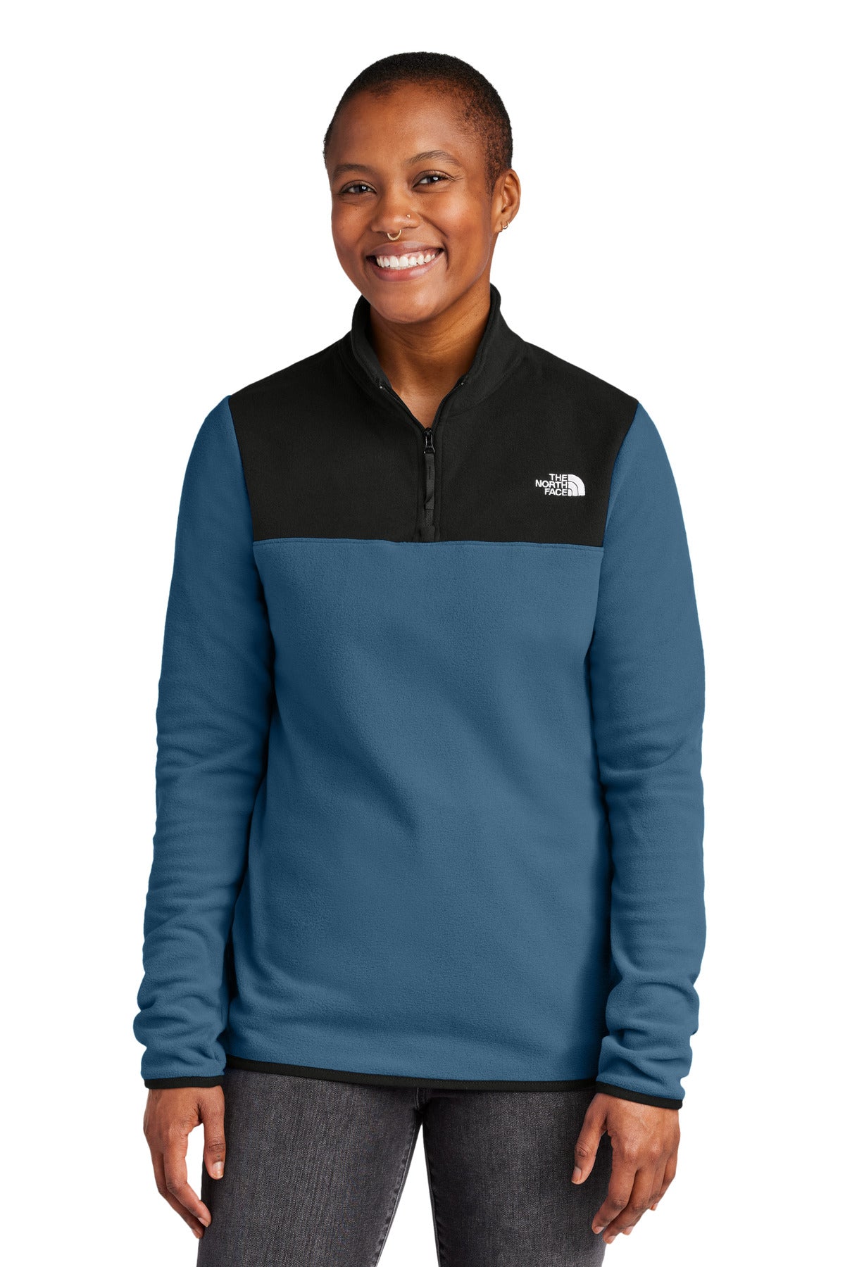 The North Face Women's Glacier 1/4-Zip Fleece NF0A7V4M - Shady Blue/ TNF Black
