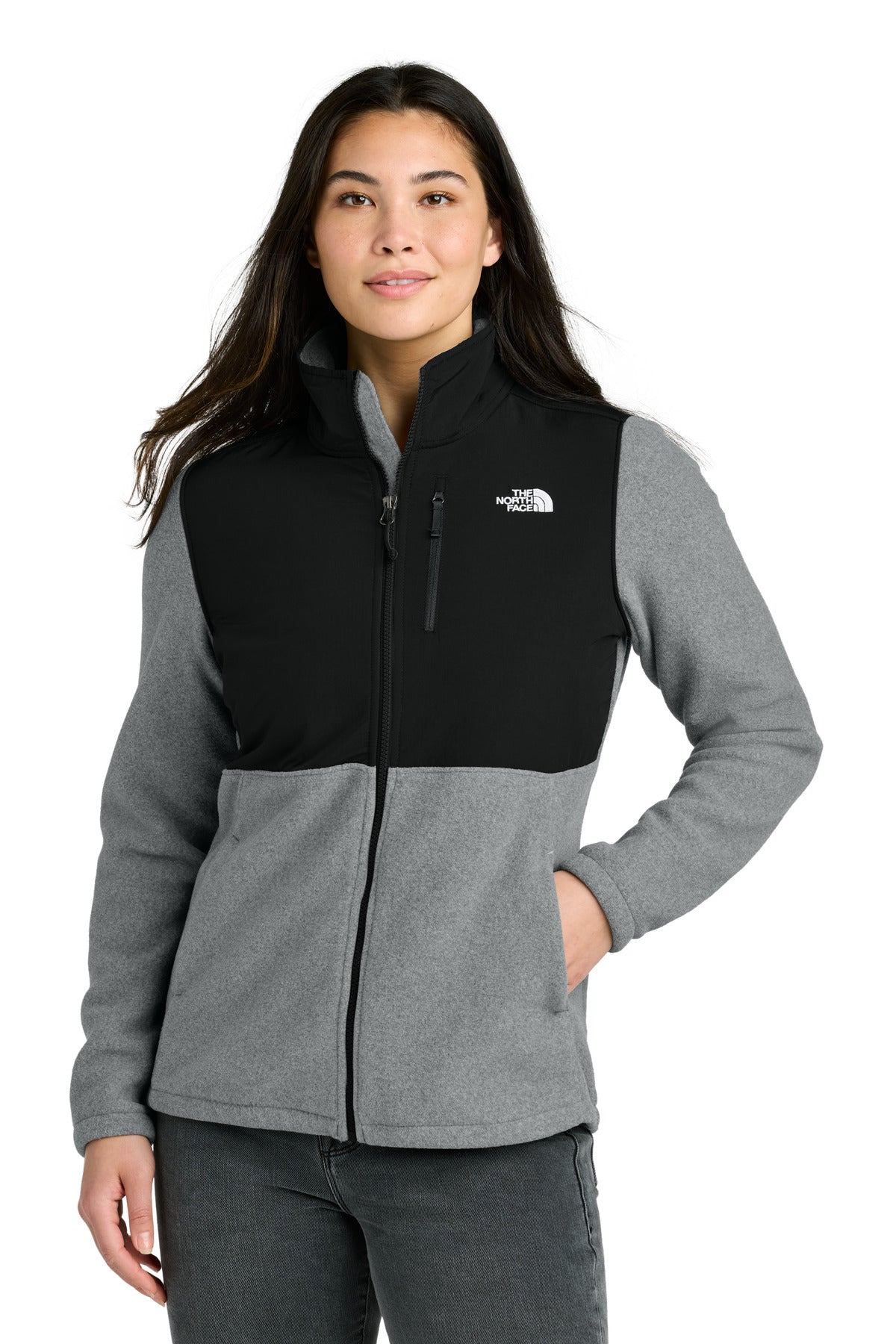 The North Face Women's Highest Peak Full-Zip Fleece Jacket NF0A8BUR - TNF Medium Grey Heather/ TNF Black