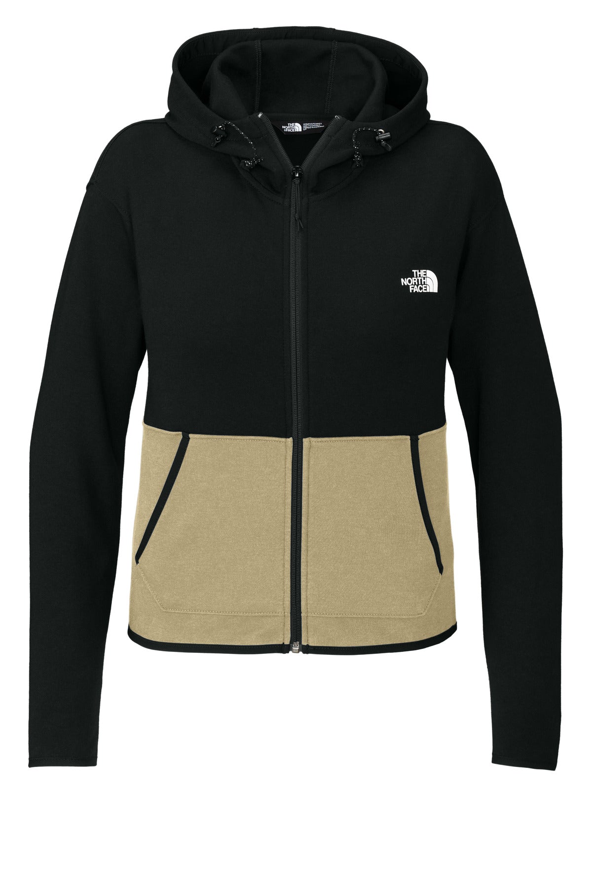 The North Face Women's Double-Knit Full-Zip Hoodie NF0A8BUT - Khaki Stone/ TNF Black