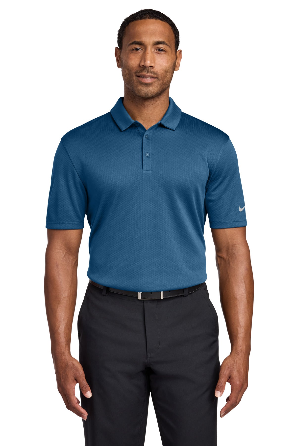 Nike Dri-FIT Hex Textured Polo. NKAH6266 - Court Blue