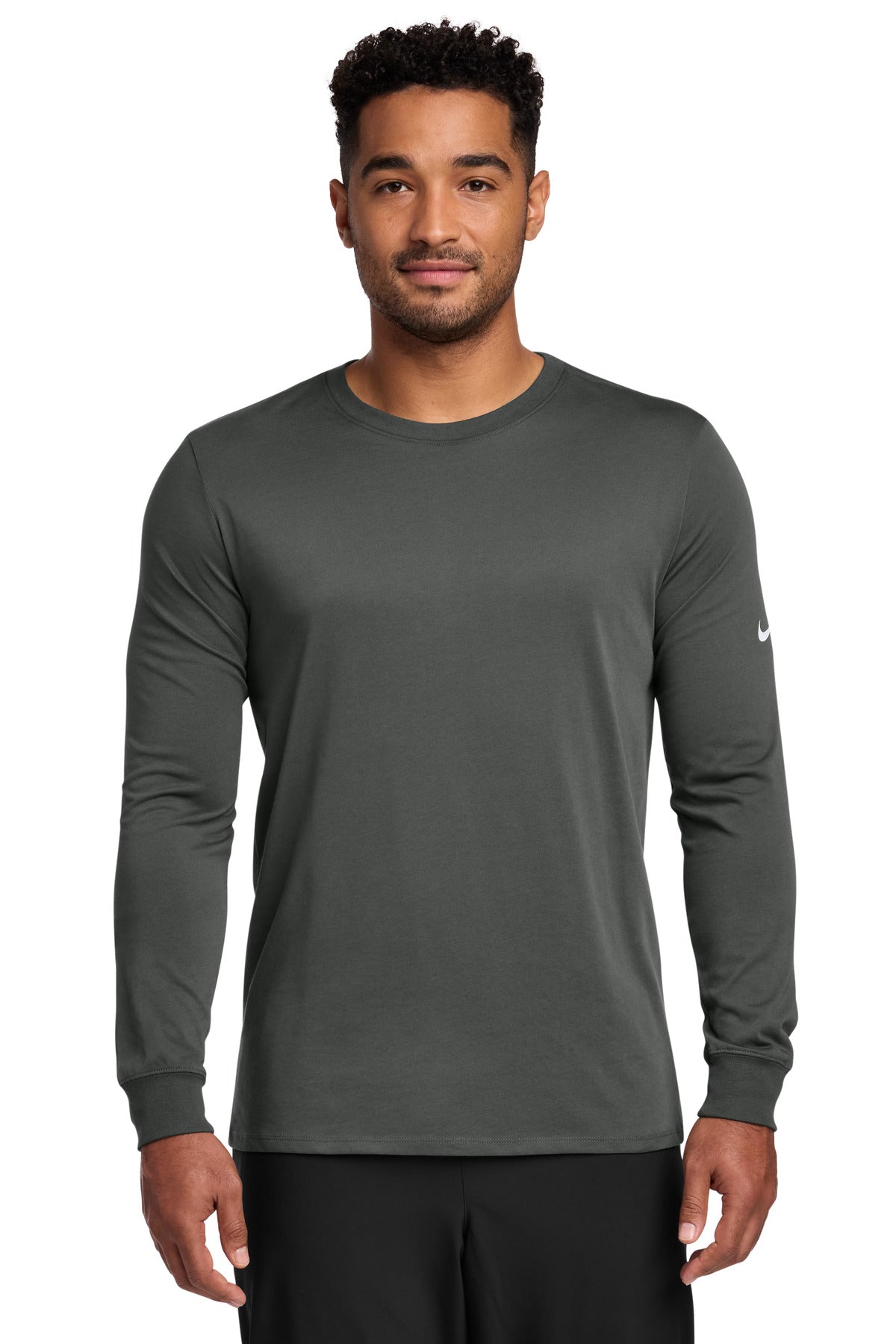Nike Dri-FIT Cotton/Poly Long Sleeve Tee. NKBQ5230 - Anthracite