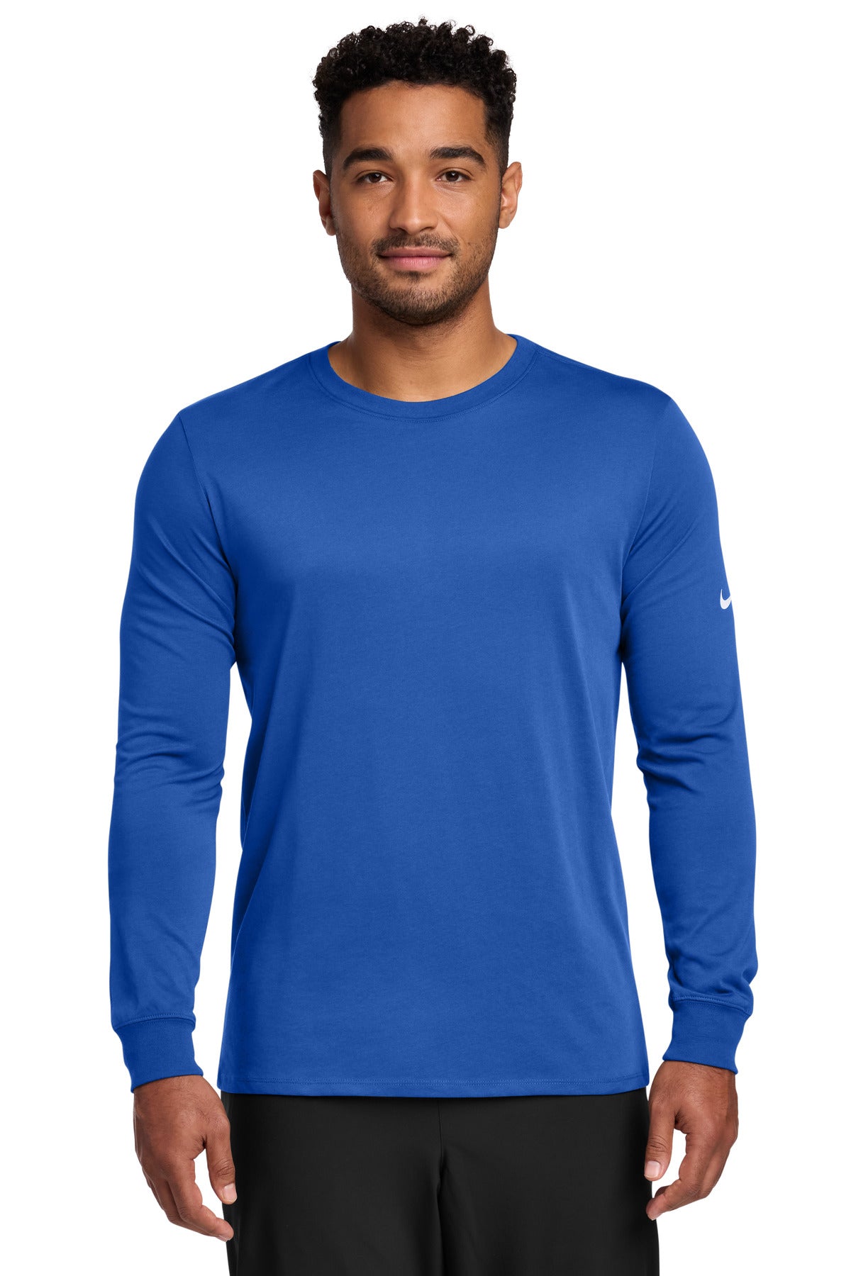 Nike Dri-FIT Cotton/Poly Long Sleeve Tee. NKBQ5230 - Rush Blue