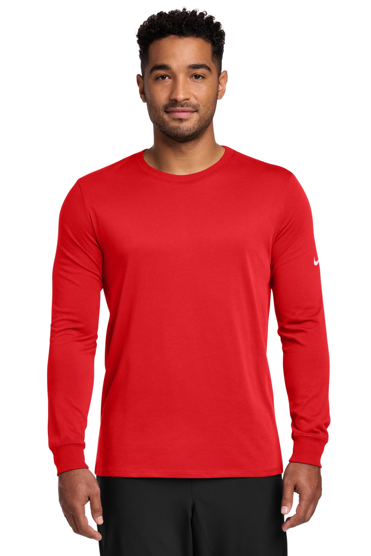 Nike Dri-FIT Cotton/Poly Long Sleeve Tee. NKBQ5230 - University Red