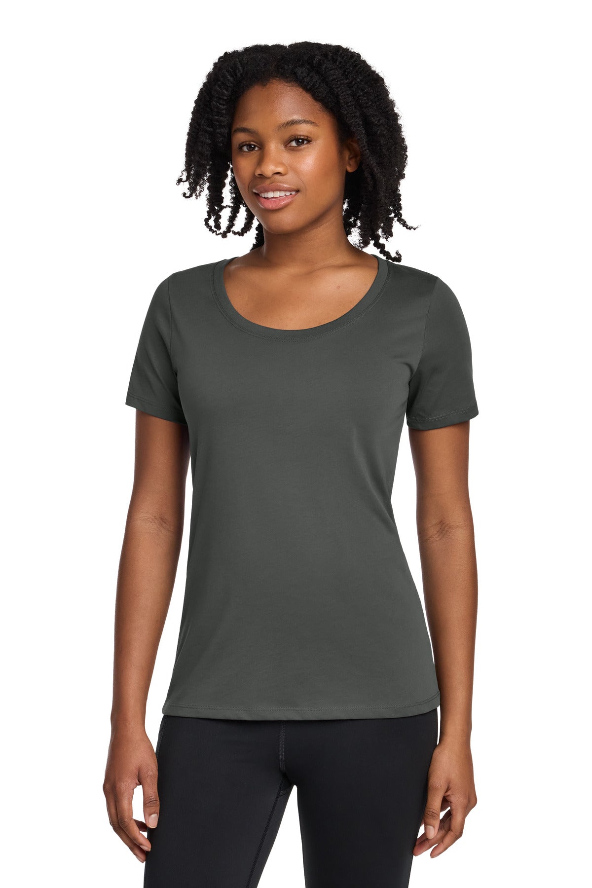 Nike Women's Dri-FIT Cotton/Poly Scoop Neck Tee. NKBQ5234 - Anthracite