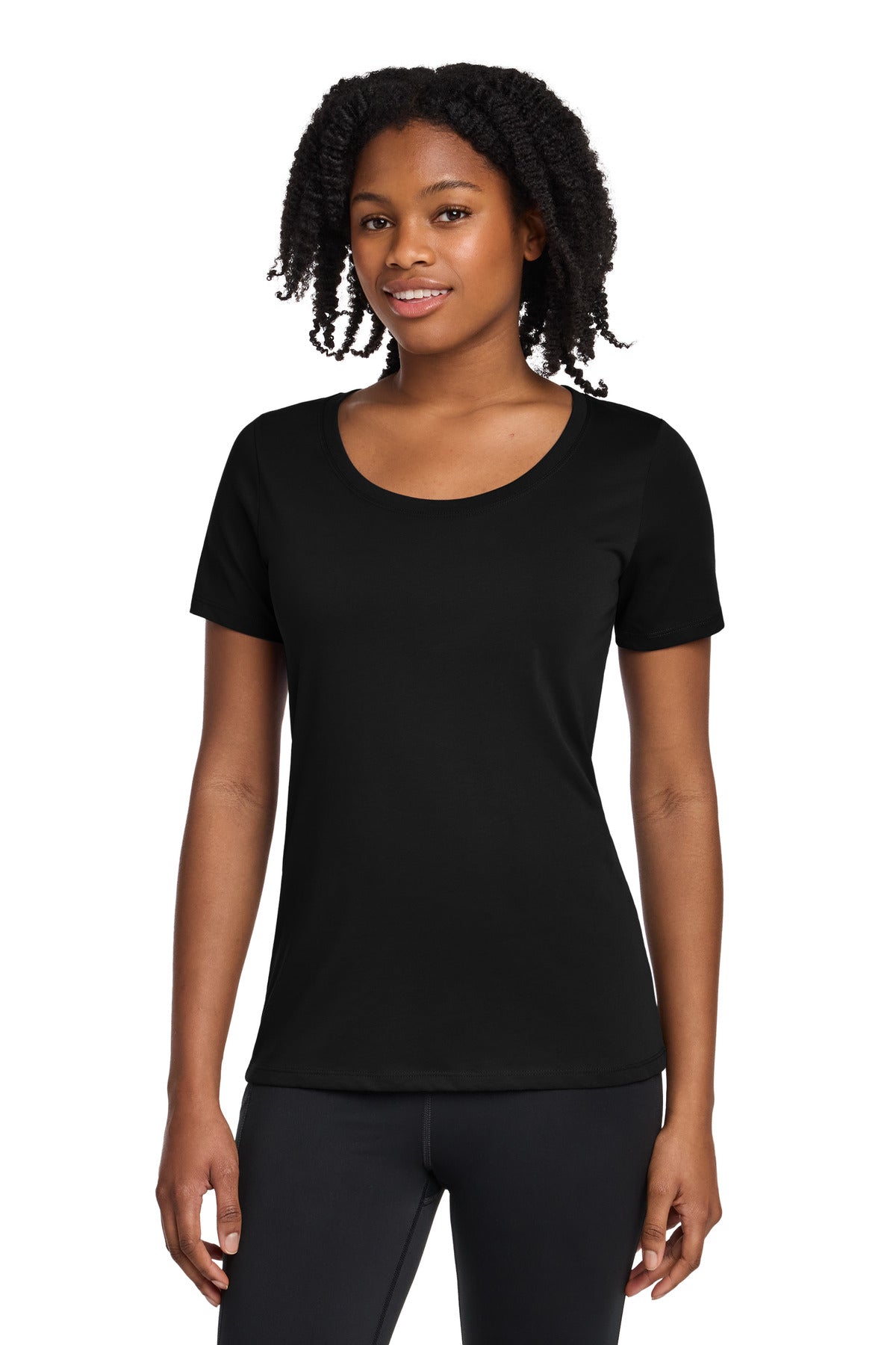 Nike Women's Dri-FIT Cotton/Poly Scoop Neck Tee. NKBQ5234 - Black