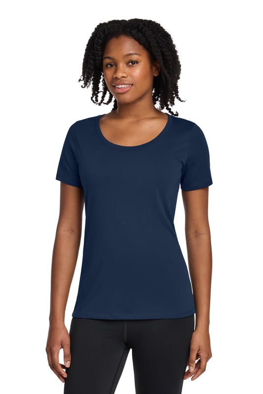 Nike Women's Dri-FIT Cotton/Poly Scoop Neck Tee. NKBQ5234 - College Navy