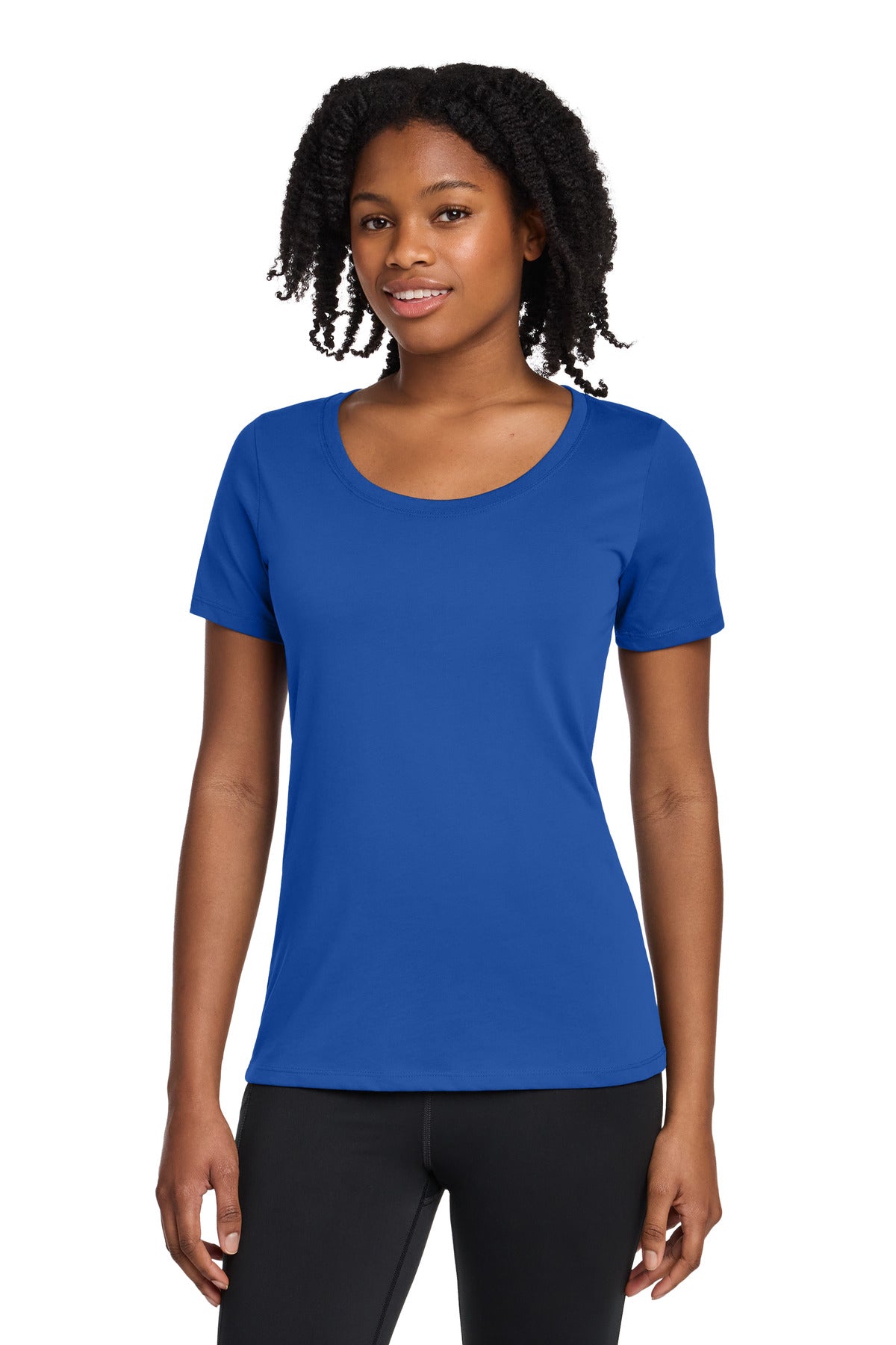 Nike Women's Dri-FIT Cotton/Poly Scoop Neck Tee. NKBQ5234 - Rush Blue