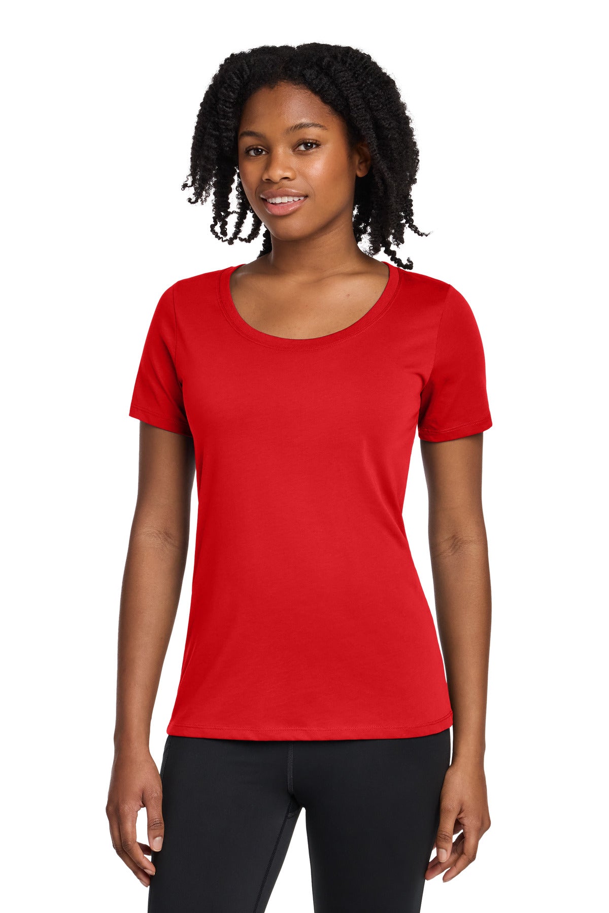 Nike Women's Dri-FIT Cotton/Poly Scoop Neck Tee. NKBQ5234 - University Red