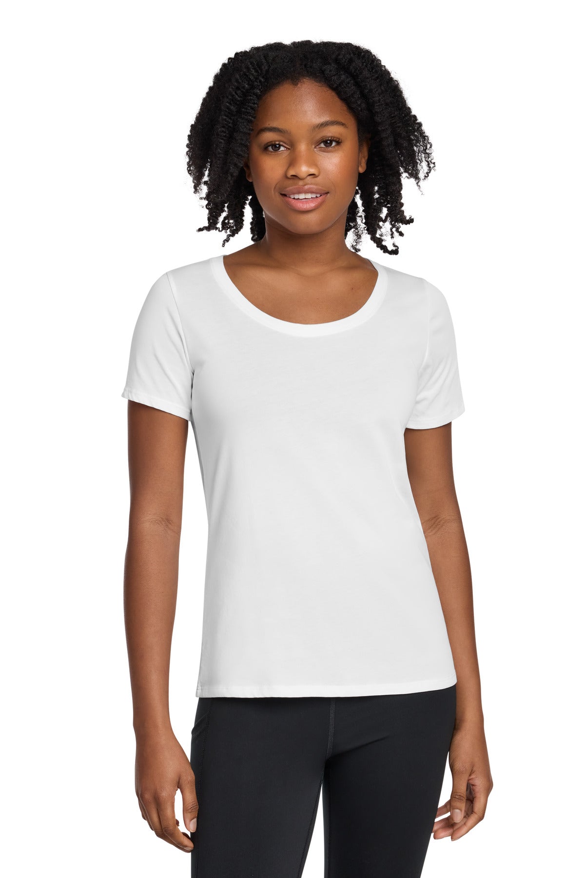 Nike Women's Dri-FIT Cotton/Poly Scoop Neck Tee. NKBQ5234 - White