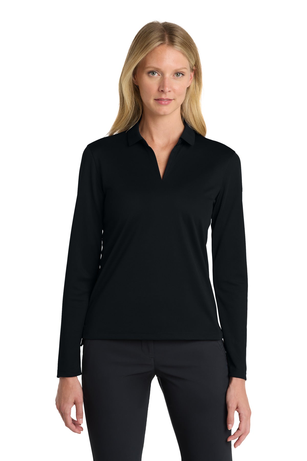 Nike Women's Dri-FIT Micro Pique 2.0 Long Sleeve Polo NKDC2105 - Black