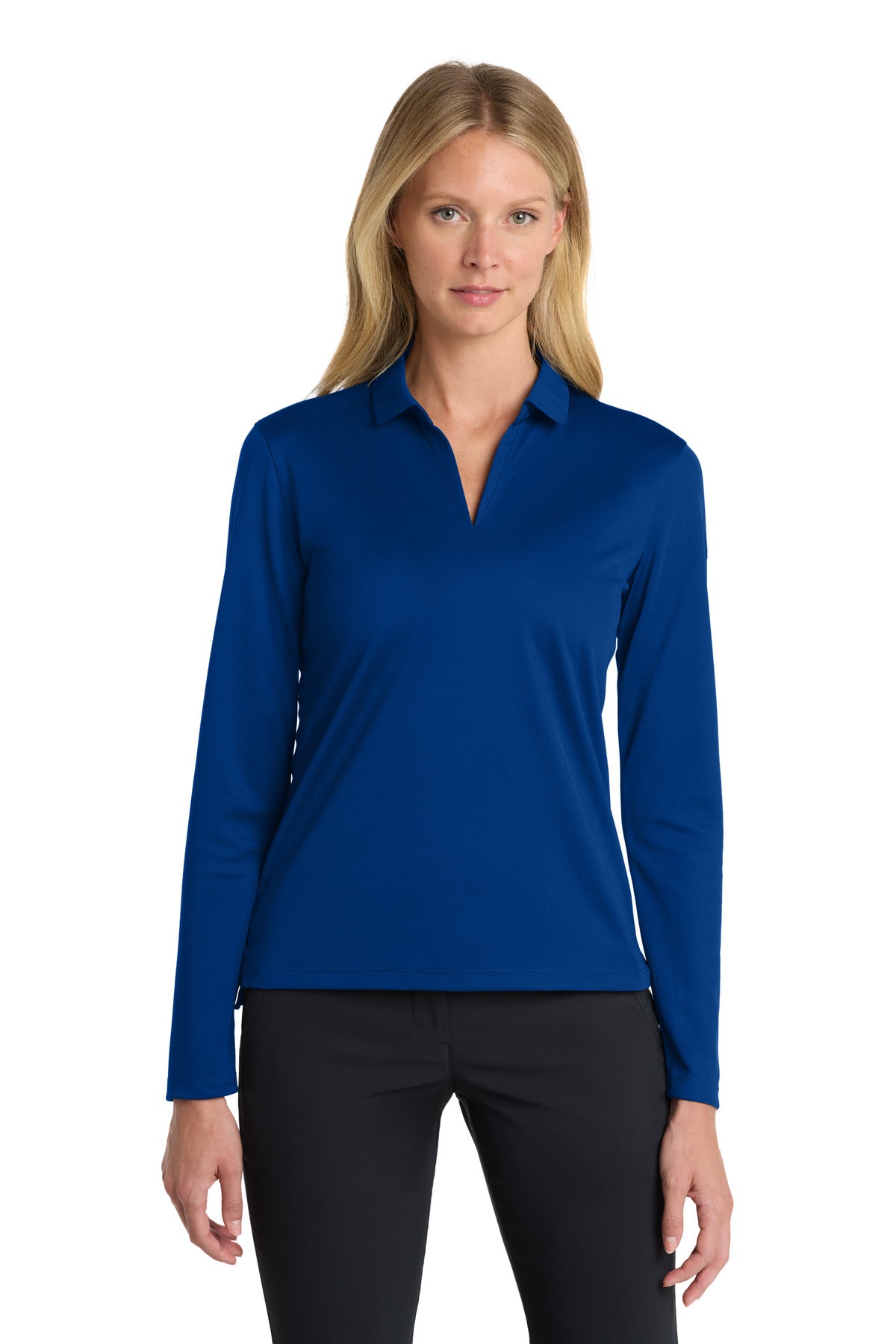Nike Women's Dri-FIT Micro Pique 2.0 Long Sleeve Polo NKDC2105 - Gym Blue