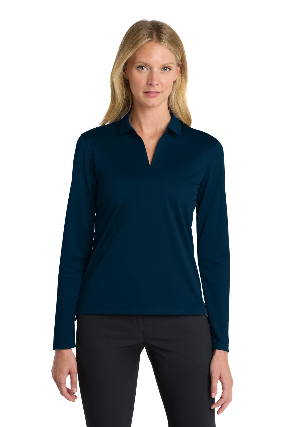 Nike Women's Dri-FIT Micro Pique 2.0 Long Sleeve Polo NKDC2105 - Navy