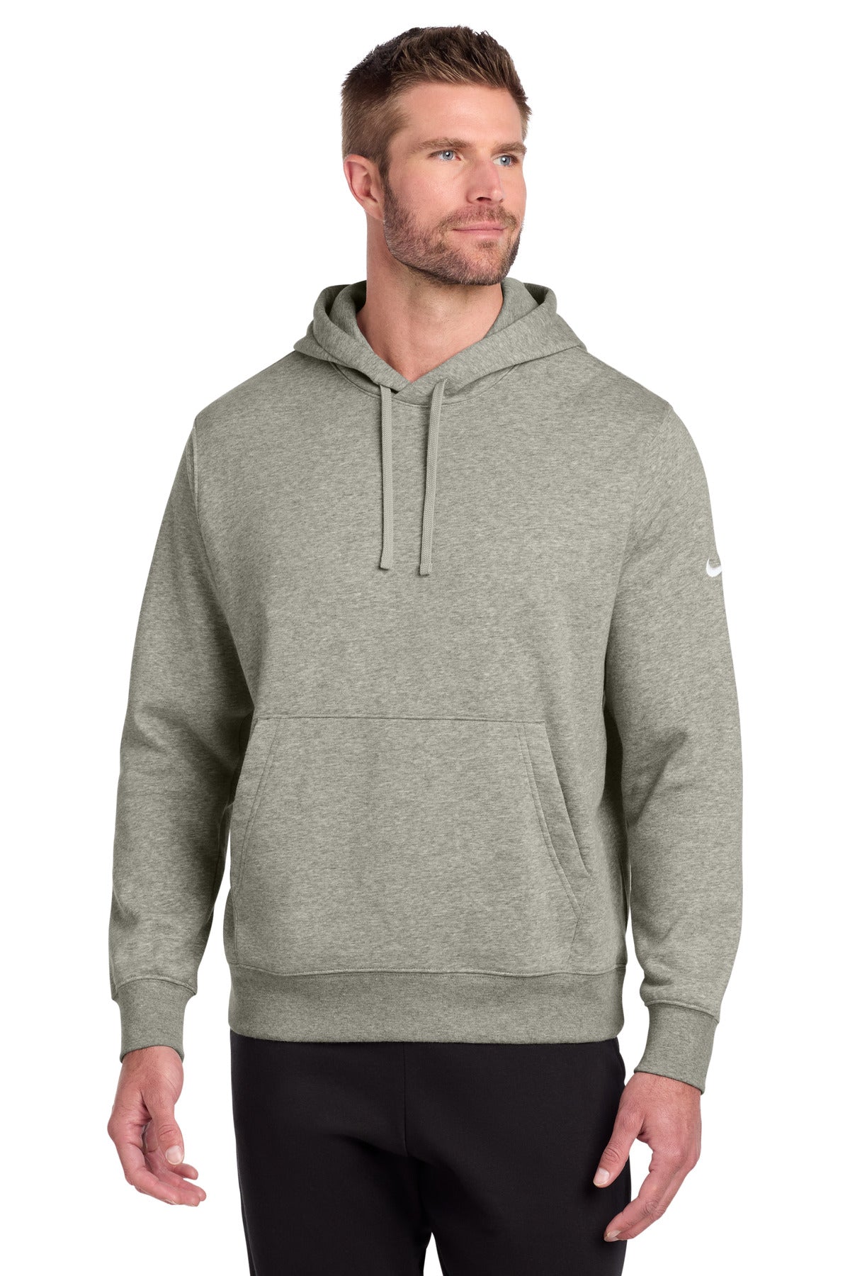 Nike Club Fleece Sleeve Swoosh Pullover Hoodie NKDR1499 - Dark Grey Heather
