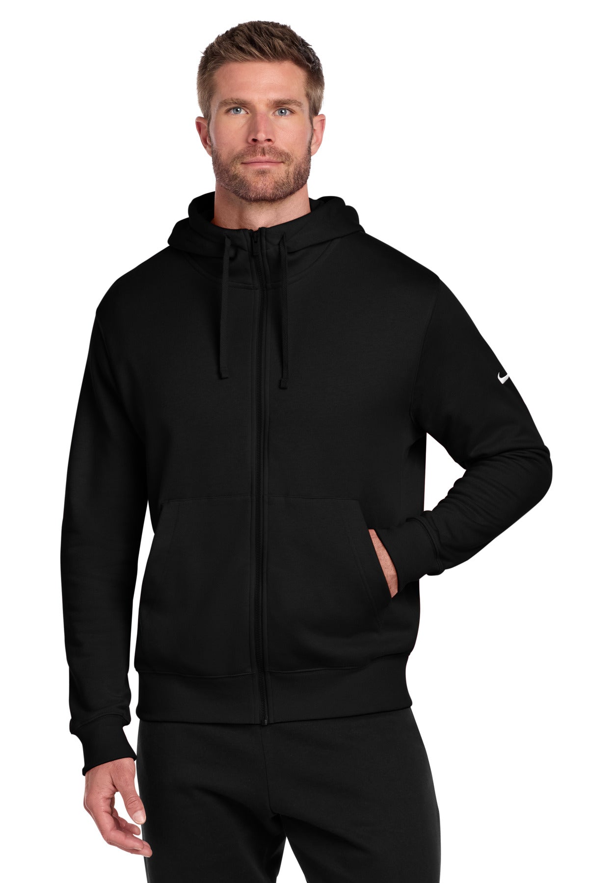 Nike Club Fleece Sleeve Swoosh Full-Zip Hoodie NKDR1513 - Black