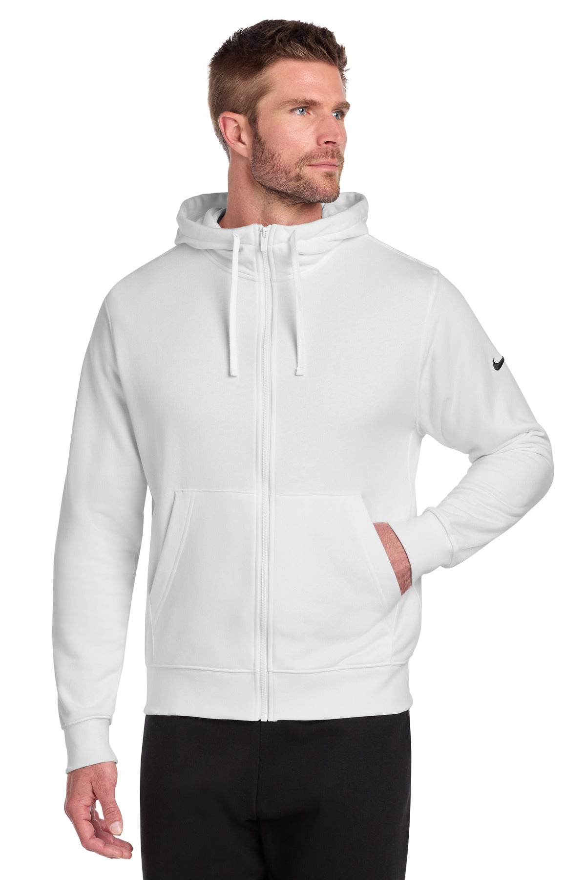 Nike Club Fleece Sleeve Swoosh Full-Zip Hoodie NKDR1513 - White