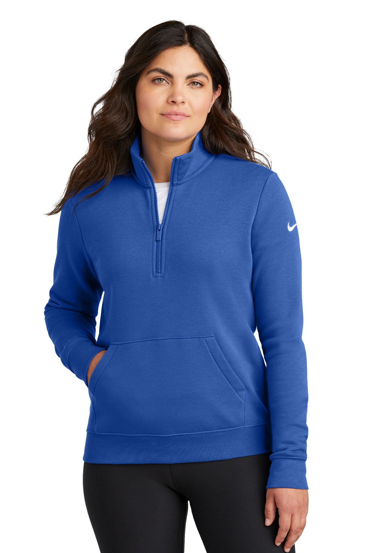 Nike Women's Club Fleece Sleeve Swoosh 1/2-Zip NKDX6720 - Game Royal