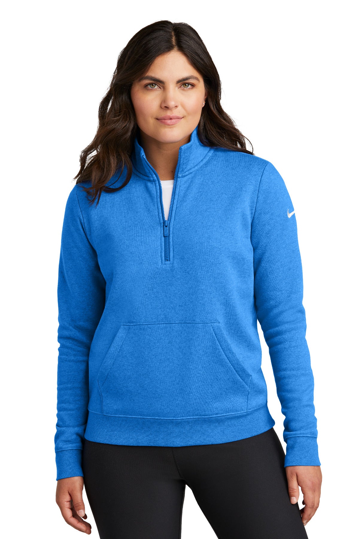 Nike Women's Club Fleece Sleeve Swoosh 1/2-Zip NKDX6720 - Light Game Royal Heather