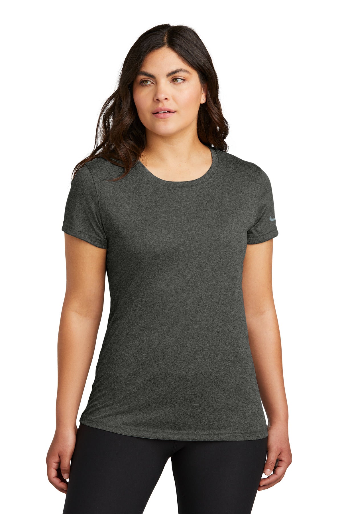 Nike Women's Swoosh Sleeve rLegend Tee NKDX8734 - Dark Smoke Heather