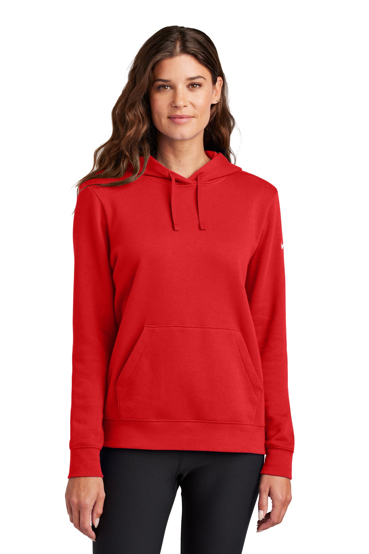Nike Women's Club Fleece Sleeve Swoosh Pullover Hoodie NKFD9889 - University Red