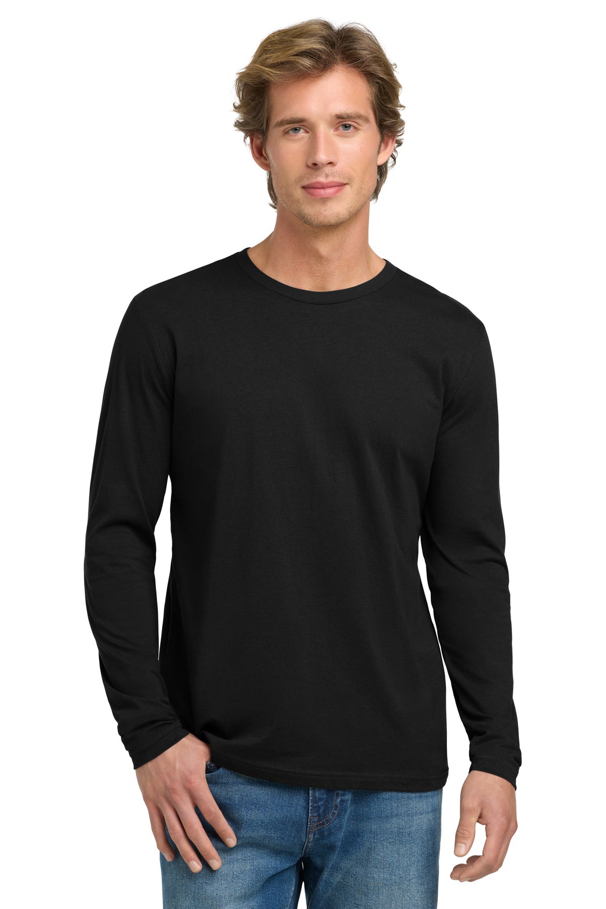 Next Level Apparel Cotton Long Sleeve Tee. NL3601 - Black