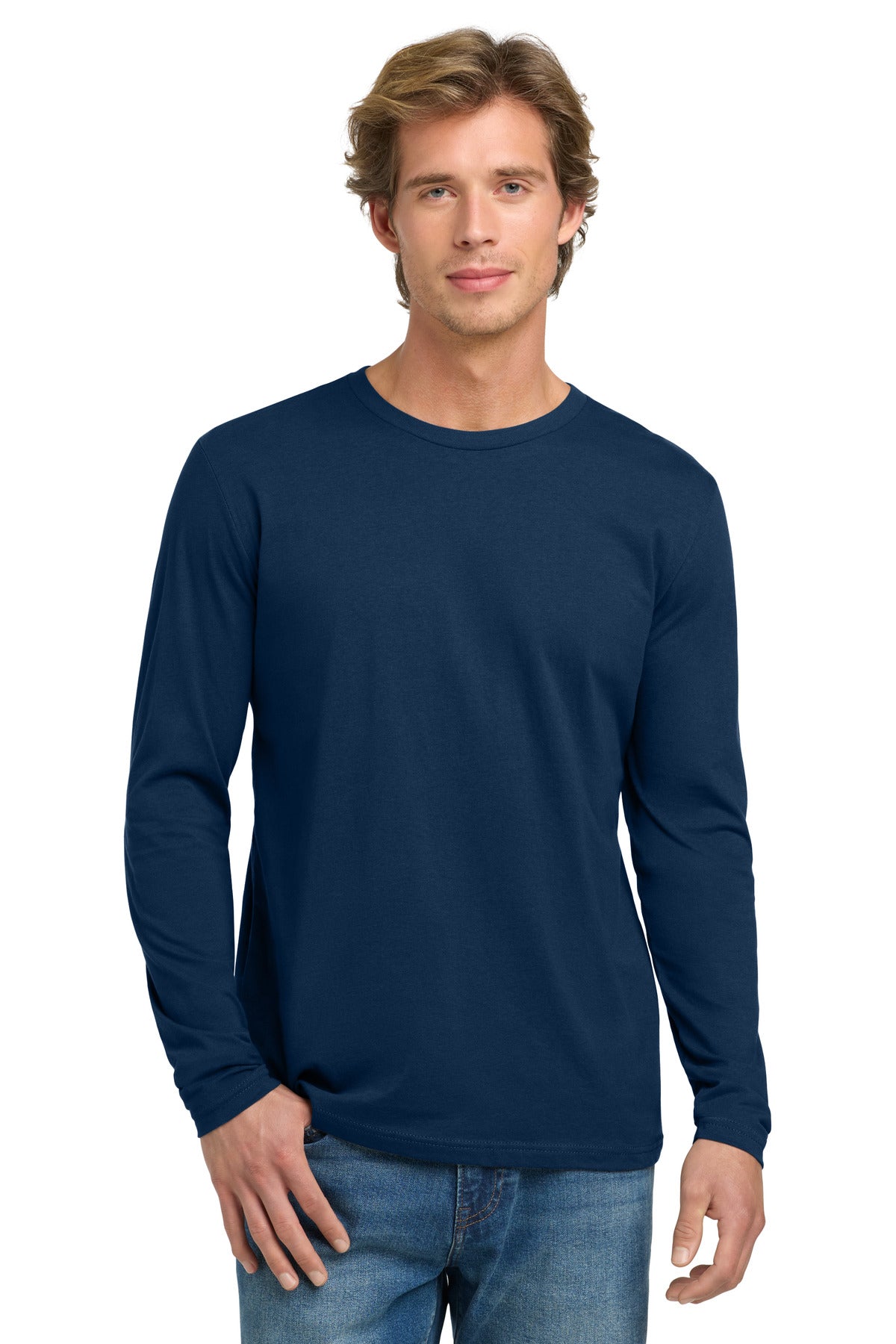Next Level Apparel Cotton Long Sleeve Tee. NL3601 - Cool Blue