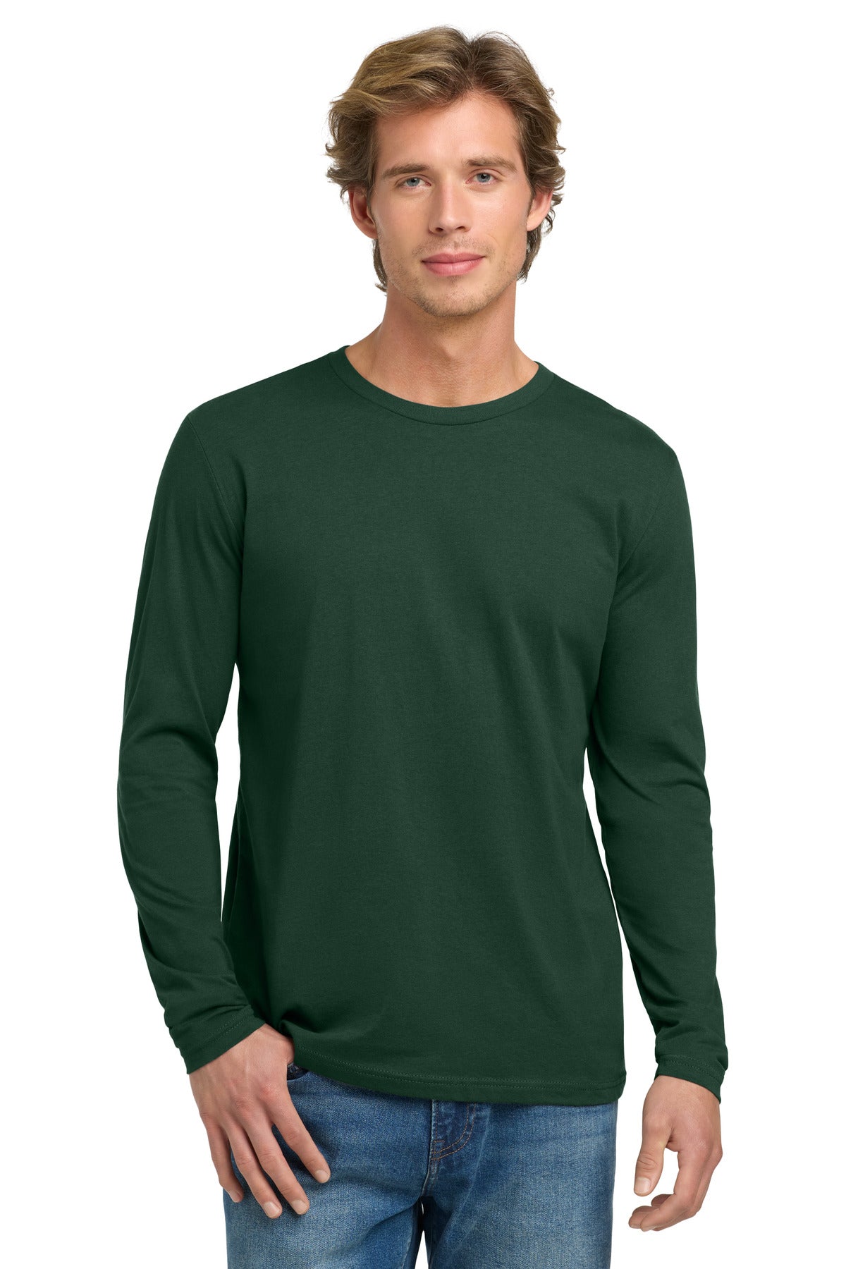 Next Level Apparel Cotton Long Sleeve Tee. NL3601 - Forest Green