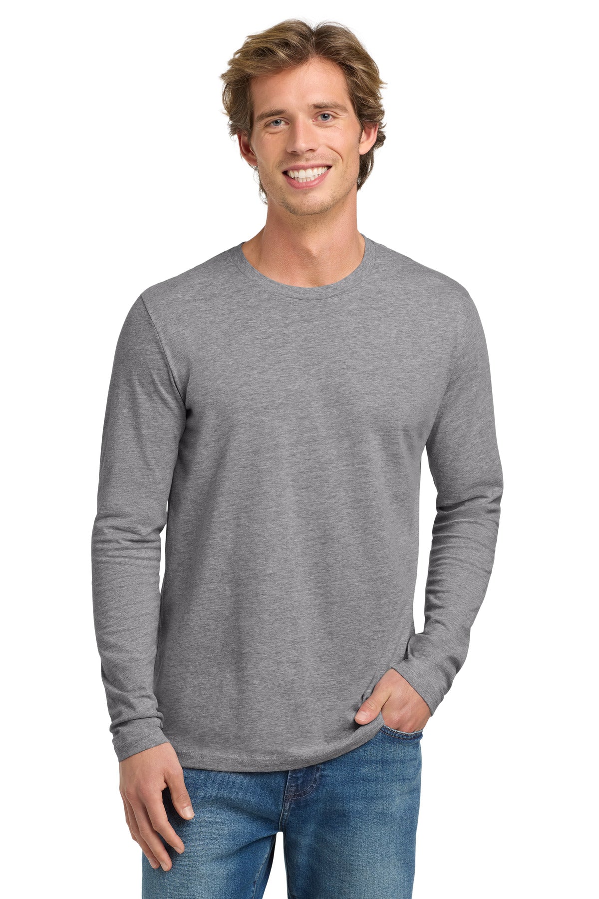 Next Level Apparel Cotton Long Sleeve Tee. NL3601 - Heather Gray