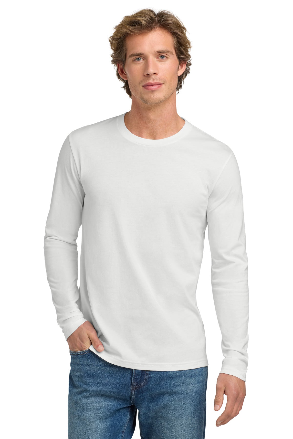 Next Level Apparel Cotton Long Sleeve Tee. NL3601 - White