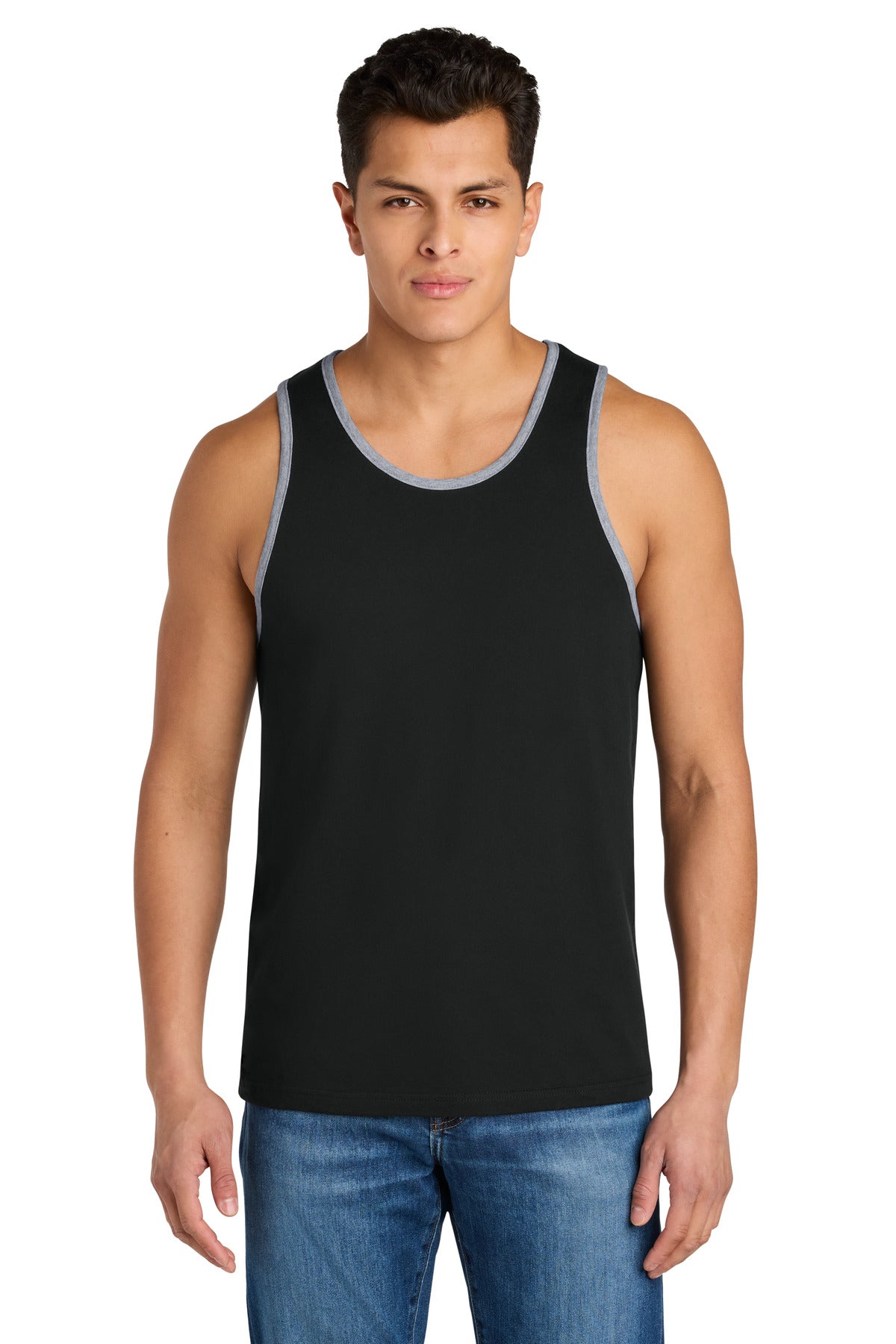 Next Level Apparel Cotton Muscle Tank NL3633 - Black/ Heather Gray