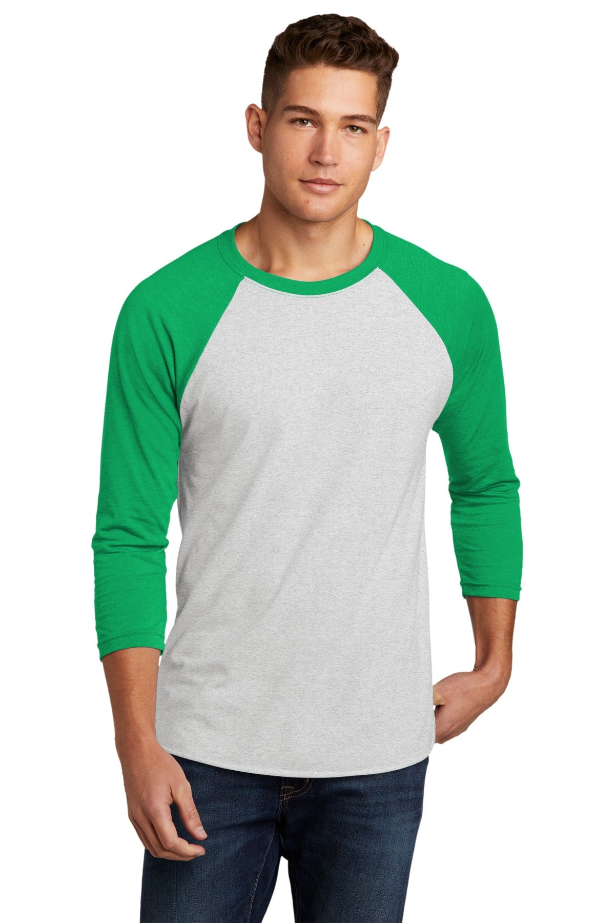 Next Level Apparel   Adult Tri-Blend 3/4-Sleeve Raglan Tee. NL6051 - Envy/ Hthr White