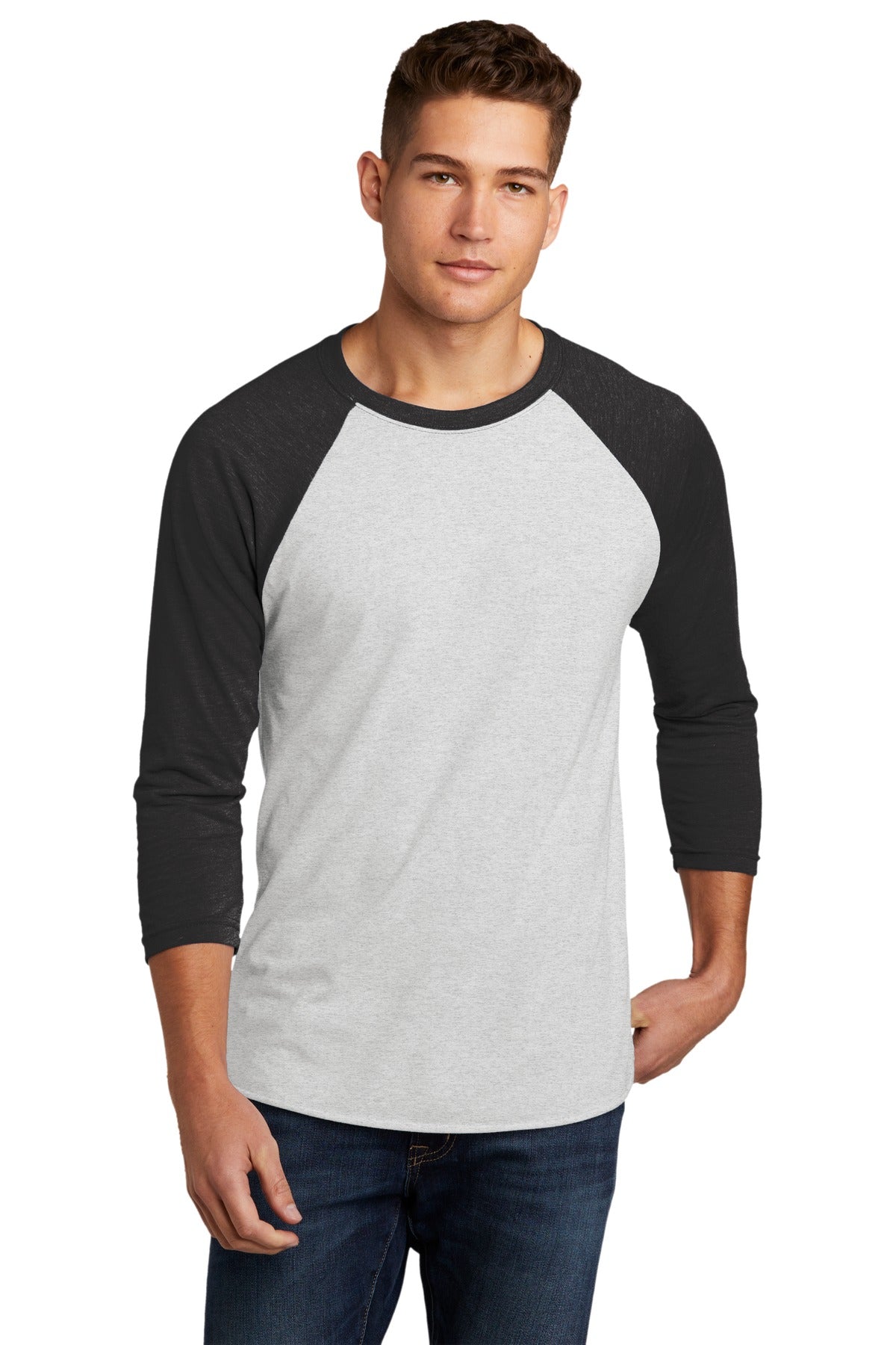 Next Level Apparel   Adult Tri-Blend 3/4-Sleeve Raglan Tee. NL6051 - VTG Black/ Hthr White