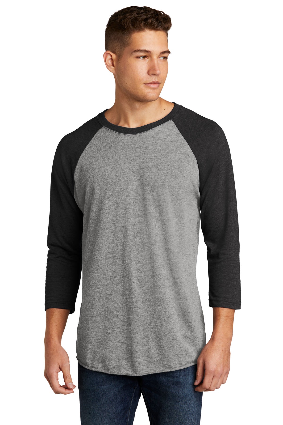 Next Level Apparel   Adult Tri-Blend 3/4-Sleeve Raglan Tee. NL6051 - VTG Black/ Prem Hthr