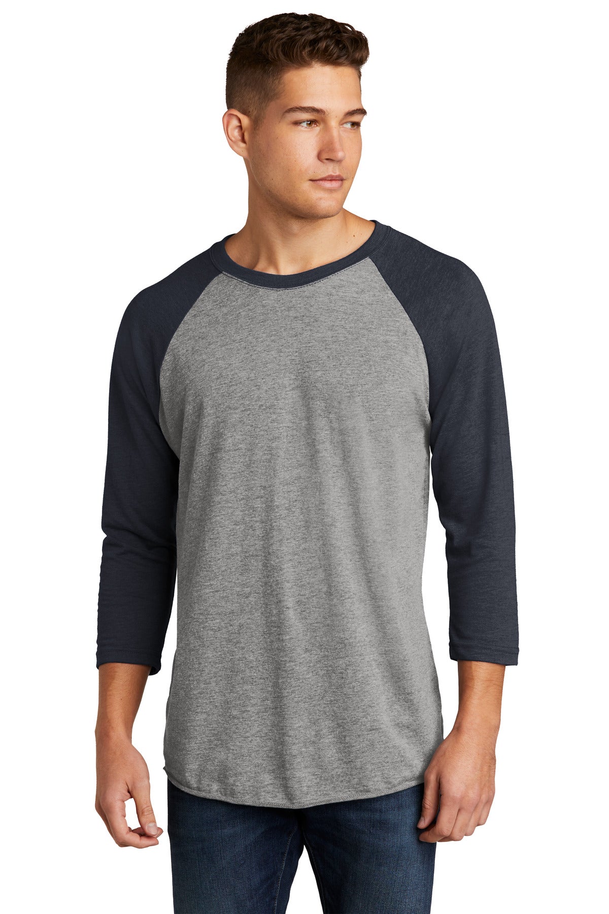 Next Level Apparel   Adult Tri-Blend 3/4-Sleeve Raglan Tee. NL6051 - VTG Navy/ Prem Hthr