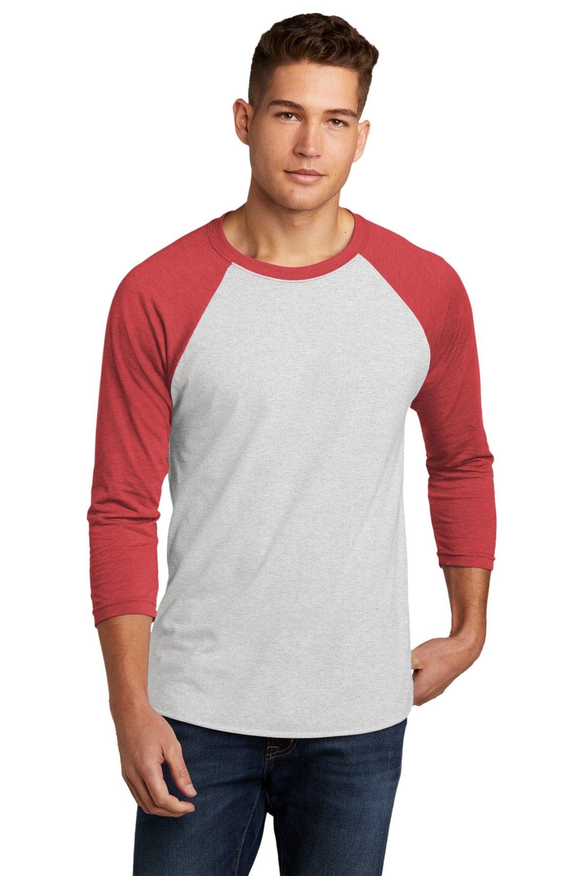 Next Level Apparel   Adult Tri-Blend 3/4-Sleeve Raglan Tee. NL6051 - VTG Red/ Hthr White