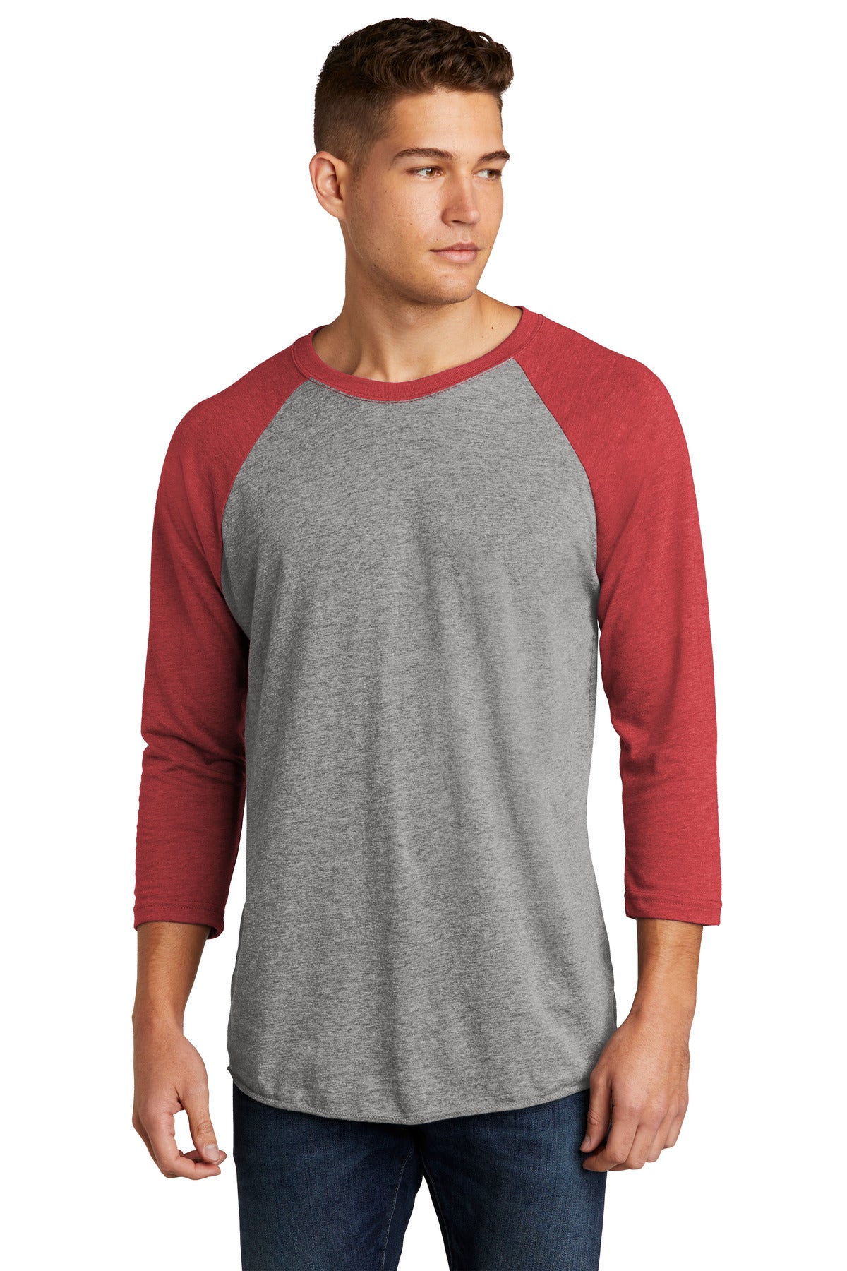 Next Level Apparel   Adult Tri-Blend 3/4-Sleeve Raglan Tee. NL6051 - VTG Red/ Prem Hthr