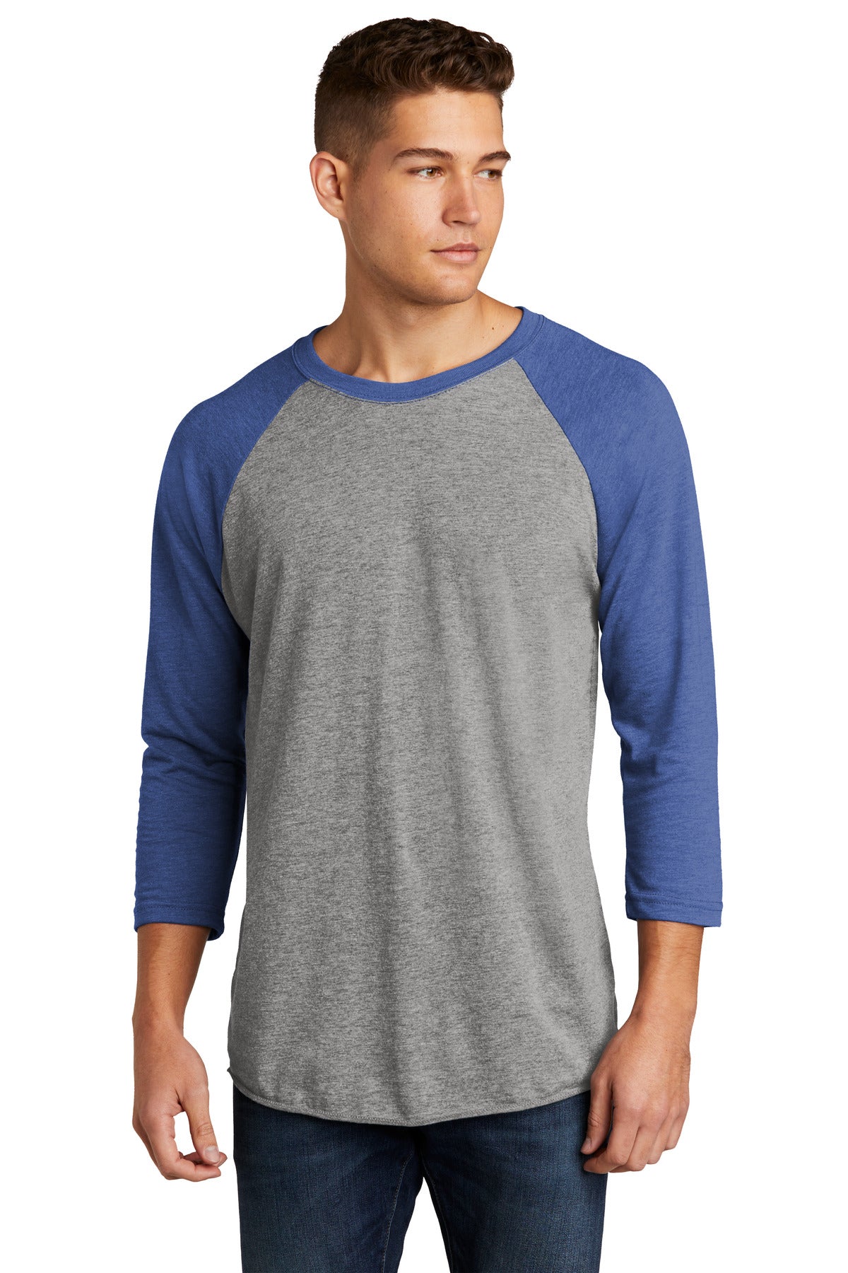 Next Level Apparel   Adult Tri-Blend 3/4-Sleeve Raglan Tee. NL6051 - VTG Royal/ Prem Hthr