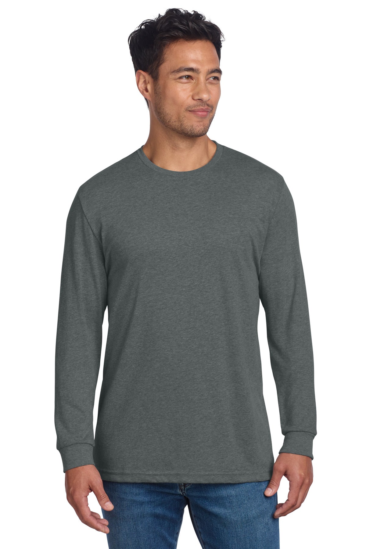 Next Level Apparel Adult CVC Long Sleeve Tee NL6211 - Heather Heavy Metal