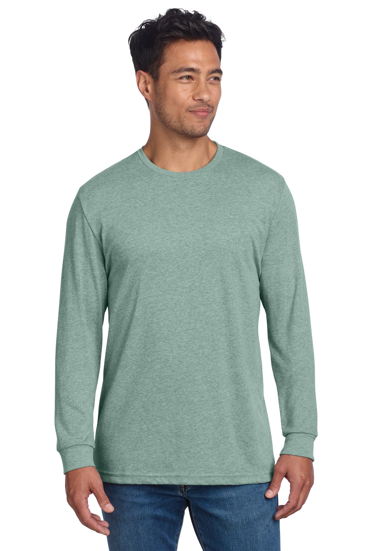 Next Level Apparel Adult CVC Long Sleeve Tee NL6211 - Heather Seafoam