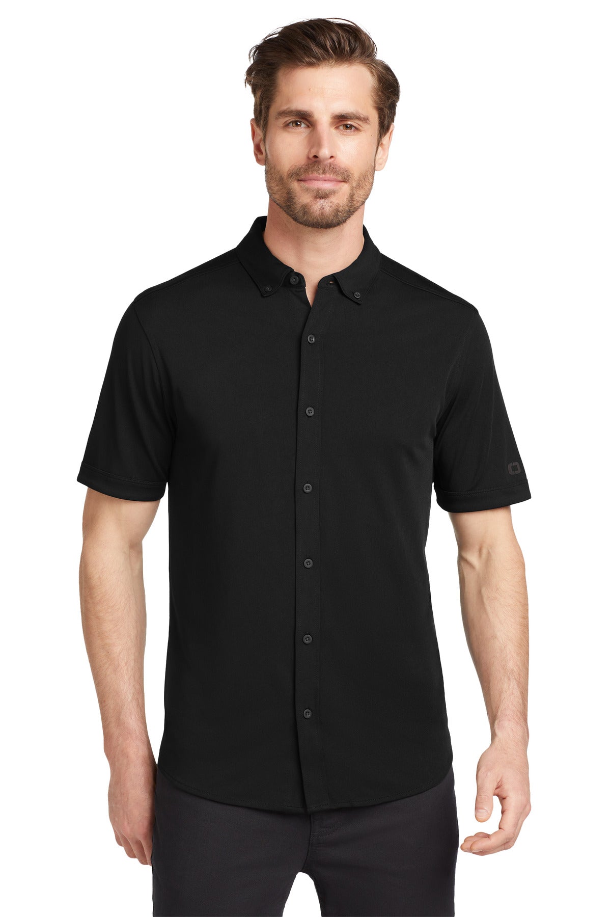 OGIO  Gravitate Full-Button Polo. OG141 - Blacktop