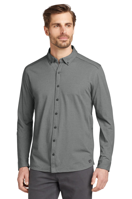 OGIO   Code Stretch Long Sleeve Button-Up. OG145 - Tarmac Grey Heather