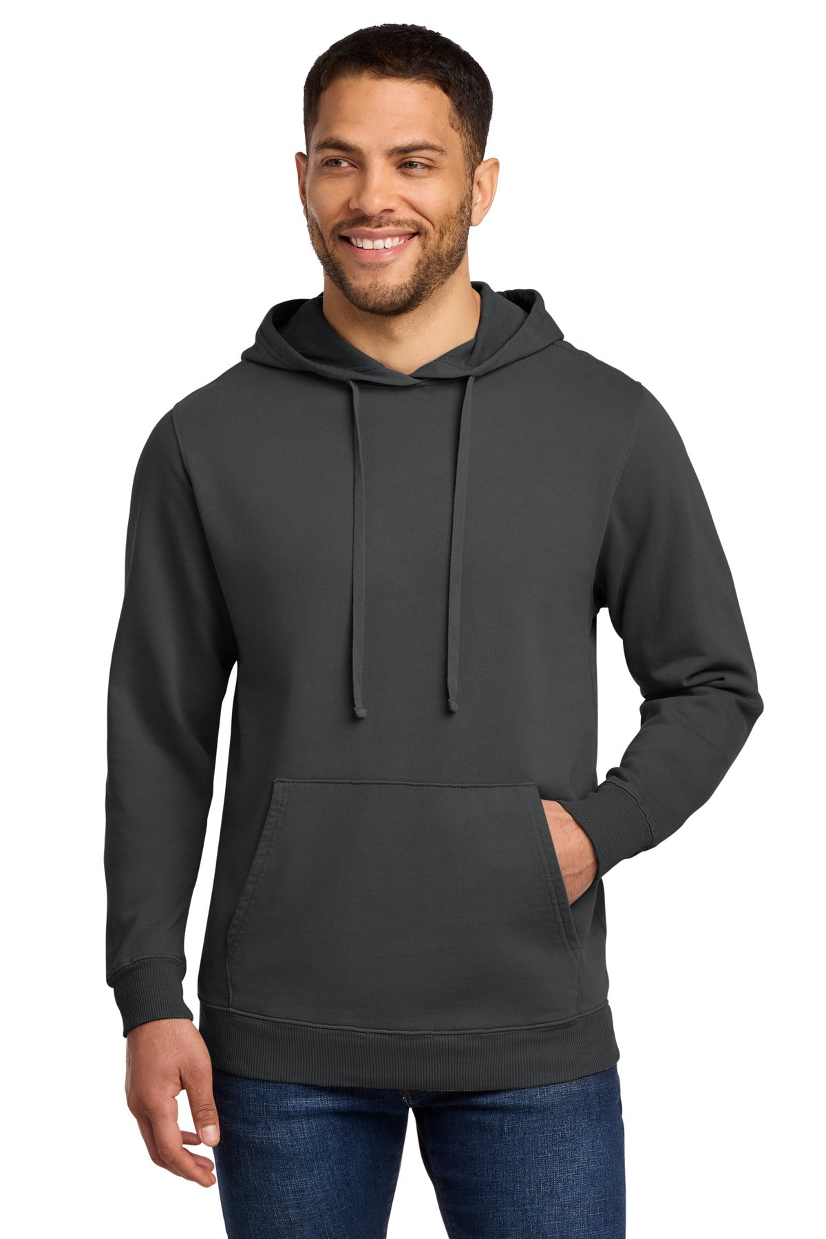 Port & Co Beach Wash Garment-Dyed Pullover Hooded Sweatshirt. PC098H - Coal